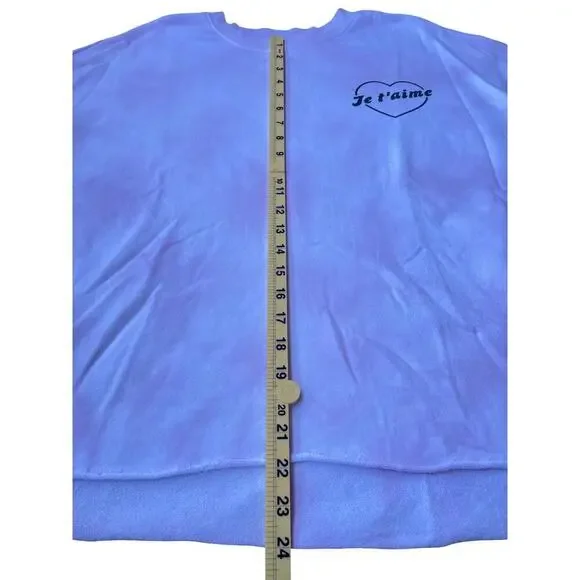 Mighty Fine Pink Tie-Dye “Je T’aime” Heart Graphic Oversized Sweatshirt - Medium - Picture 7 of 10